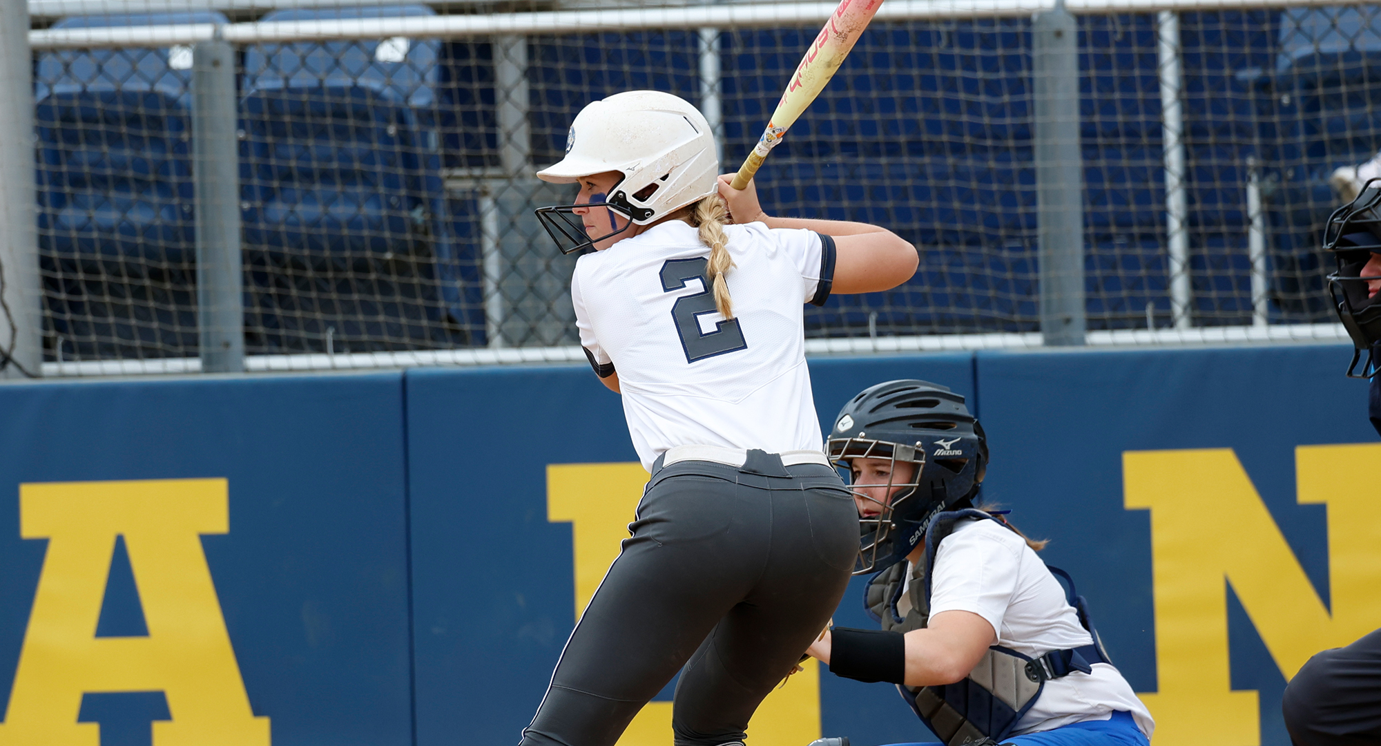 softball player up to bat